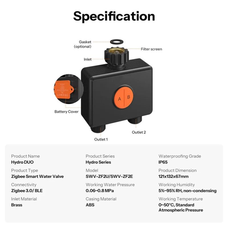 صمام مياه ذكي A59Z-IP65 بتقنية - مراجعة Timer Dual Outlet وسعره